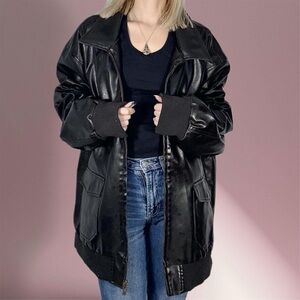 Vintage Route 66 Faux Leather Bomber Jacket (Men’s 4XL)